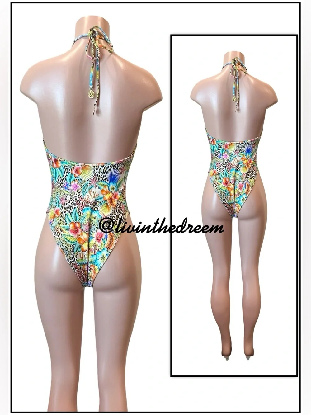 Luli Fama Jungle Tropical Floral Plunge One-Piece Swimsuit - Multicolor SZ XL